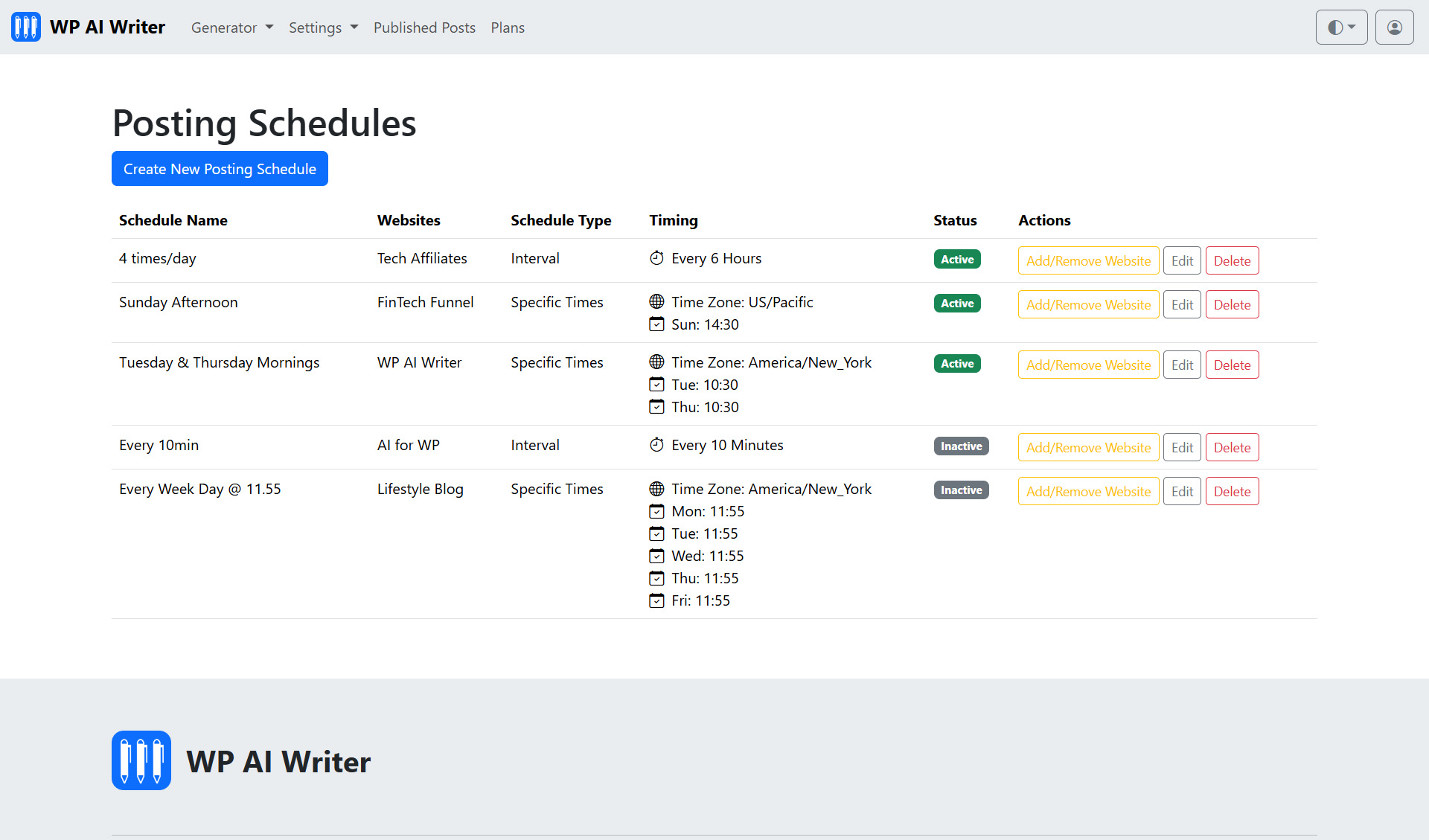 screenshot of WP AI Writer